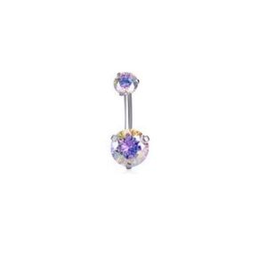 NEW Iridescent Double Gem Belly Ring